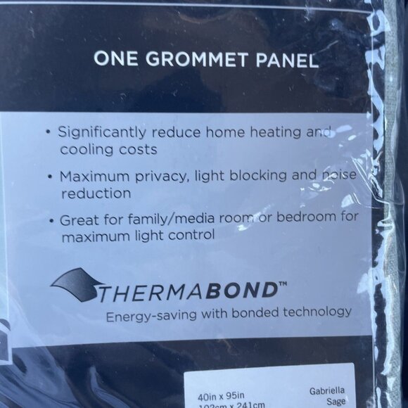 Absolute Zero Gabriella Sage Green 40" x 95" Thermal Grommet Blackout Curtain - Picture 4 of 10